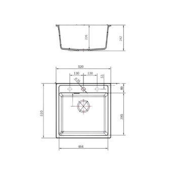 Кухненска мивка 52/51см. бежова/Oatmetal